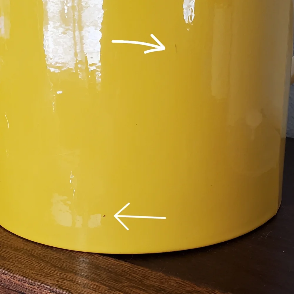 Vintage Georges Briard MCM Yellow Vinyl Ice Bucket with Handle and Lid